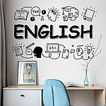 Інтер'єрна наклейка English 970х612 мм наклейки для школи англійський декор Happy Pocket Чорний матовий