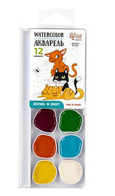 Акварель Rosa Cats 12 кол., б/п, пластик