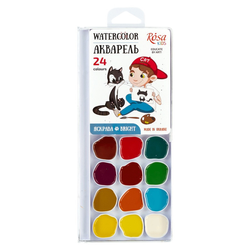 Акварель Rosa Cats with a Boy 24 кол., б/п, пластик