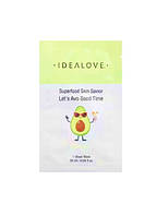 Idealove, Superfood Skin Savior, тканевые косметические маски с суперфудами, авокадо 1 шт. 20 мл