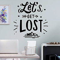 Набір вінілових наклейок Let's get lost 487х515 мм (туризм гори мотиватор) Happy Pocket Чорний матовий