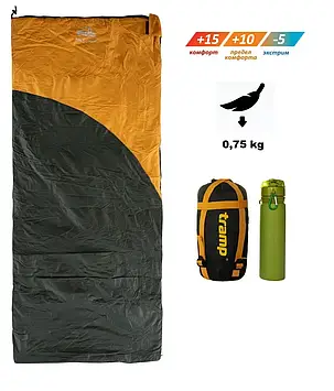 Легкий спальний мішок ковдру літню Tramp TRS-056R правий +15/+5/-5°С  750 грамів