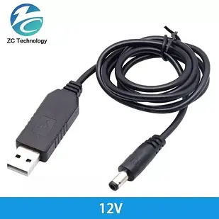 Кабель 5V 12V підвищувальний перетворювач напруги з USB 5 вольт на 12 вольт для роутера від powerbank