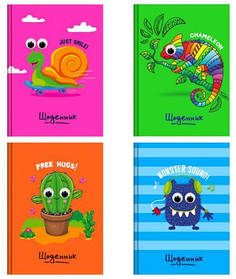 Щоденник 40л тв. обкладинка блок 70г/м Щ-36 з оченнятами, асорті