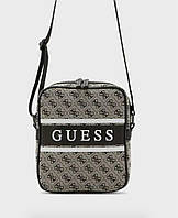 Мужская брендовая сумка через плечо Guess серая стильная сумка меседжер гесс качественная барсетка