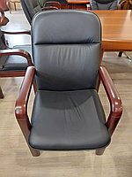 Крісло конференційне Ліворно (преміум) шкіра чорне