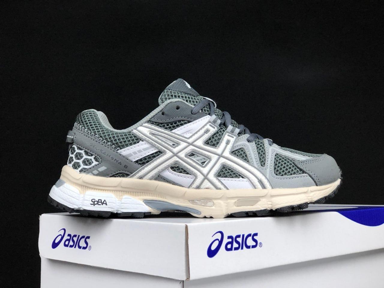 Жіночі кросівки Asics Gel Kahana 8 Grey Beige Взуття Асікс Гель Кахана 8 сірі сітка шкіра повсякденні демісезон