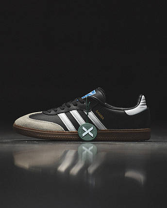 Чоловічі Кросівки Adidas Samba Black Grey White / Адидас Самба Чорні з Сірим та Білим, фото 1