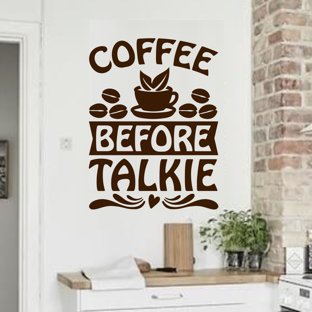 Вінілова наклейка Coffee before talkie 366х485 мм (кава зерна мотиватор) Happy Pocket Коричневий матовий