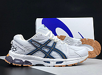 Мужские женские кроссовки Asics Gel-Kahana 8 White blue Обувь Асикс Гель Кахана бело-синие весна лето