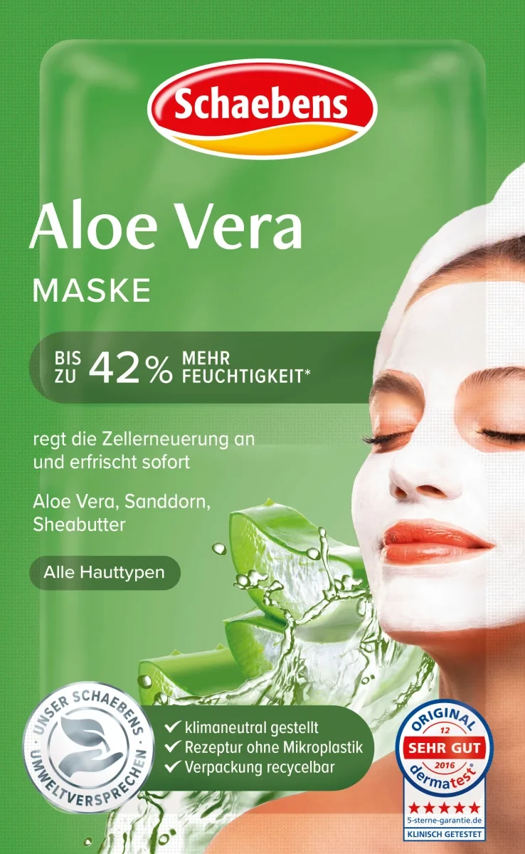Зволожуюча маска для обличчя Schaebens Aloe Vera, 2шт х 5 мл