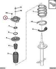 Опора переднього амортизатора ліва Fiat Ducato 250, Peugeot Boxer 3, Citroen Jumper 3 (2006-2014), 1329774080, GP, Італія