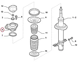 Опора переднього амортизатора ліва Fiat Ducato 250, Peugeot Boxer 3, Citroen Jumper 3 (2006-2014), 1329774080, Sachs, Німеччина