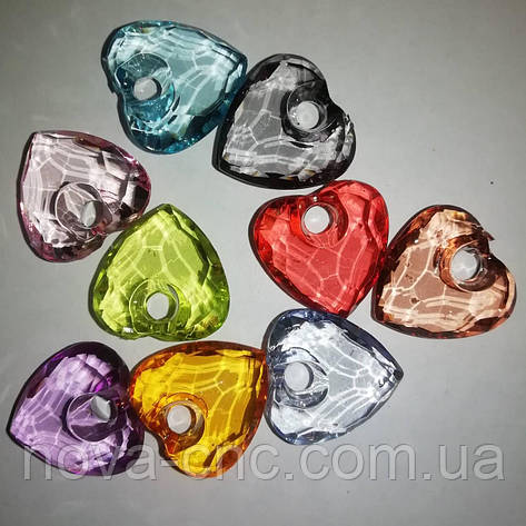 Підвіски акрил "Серце" мікс 20 мм 500 грам, фото 1