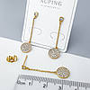 Сережки цвяшки "Монетки" з розсипом каміння, медичне золото Xuping 18К, фото 2