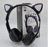 Детские беспроводные Bluetooth наушники Cat Ears накладные со светящимися кошачьими ушками