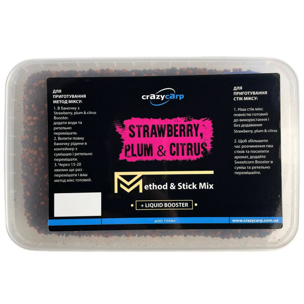Стік-Мікс CrazyCarp Strawberry, Plum & Citrus (полуниця, слива та цитрус) 500g