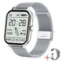 Смарт часы smart watch с серебряным браслетом