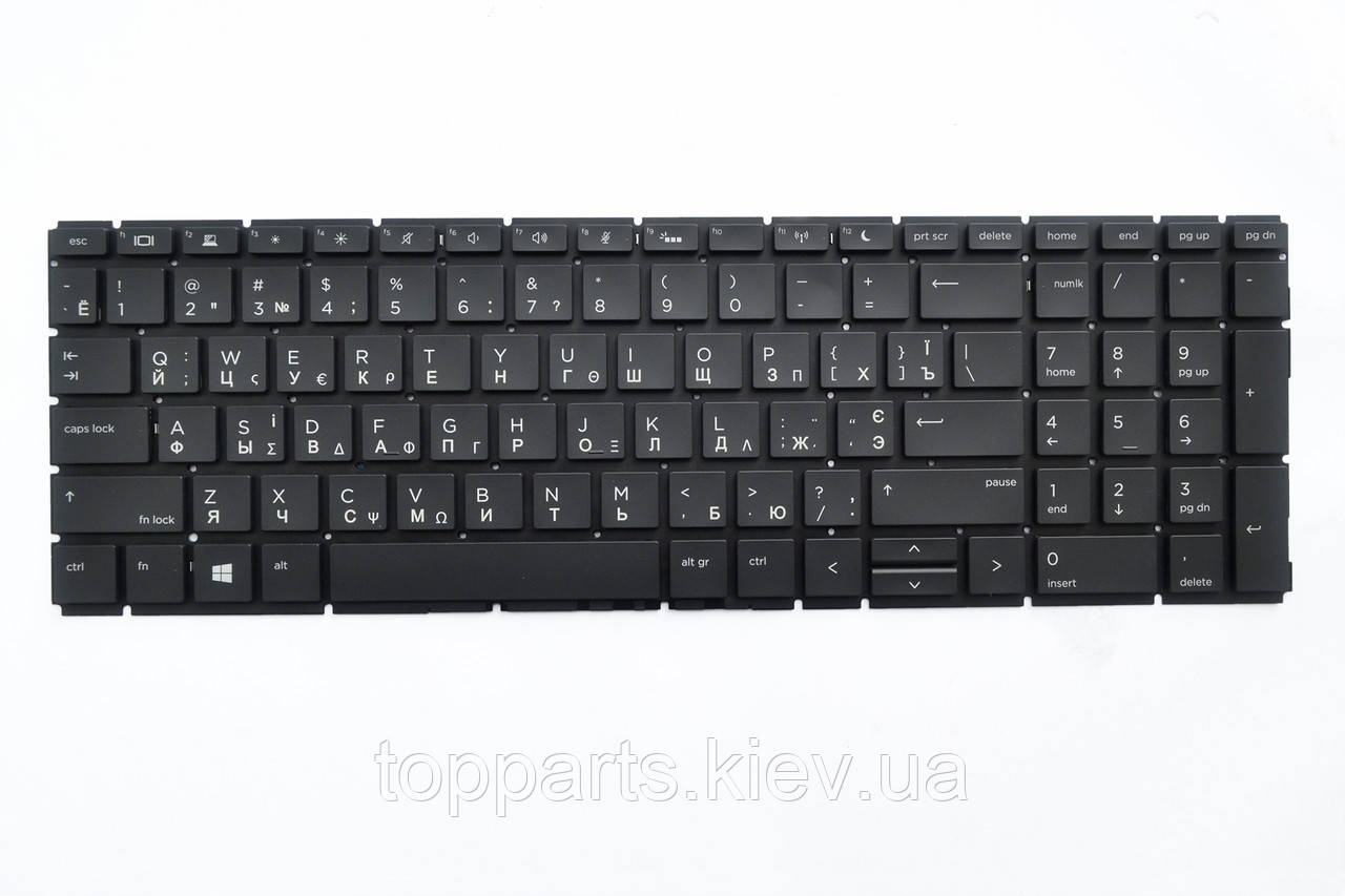 Клавіатура для ноутбуків HP ProBook 450 G6/G7, 455 G6/G7 чорна з без рамки, з підсвічуванням UA/RU/US/GK