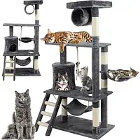Царапка-комплекс Purlov Домик 141 см Многоуровневая когтеточка для кошек (Игровые комплексы для кошек) EUR