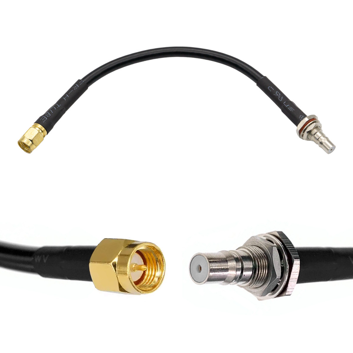 Перехідник антенний QMA Female - SMA Male, кабель LMR195 15 см пігтейл для антен, пультів FPV дронів | Hi-RNG, фото 1