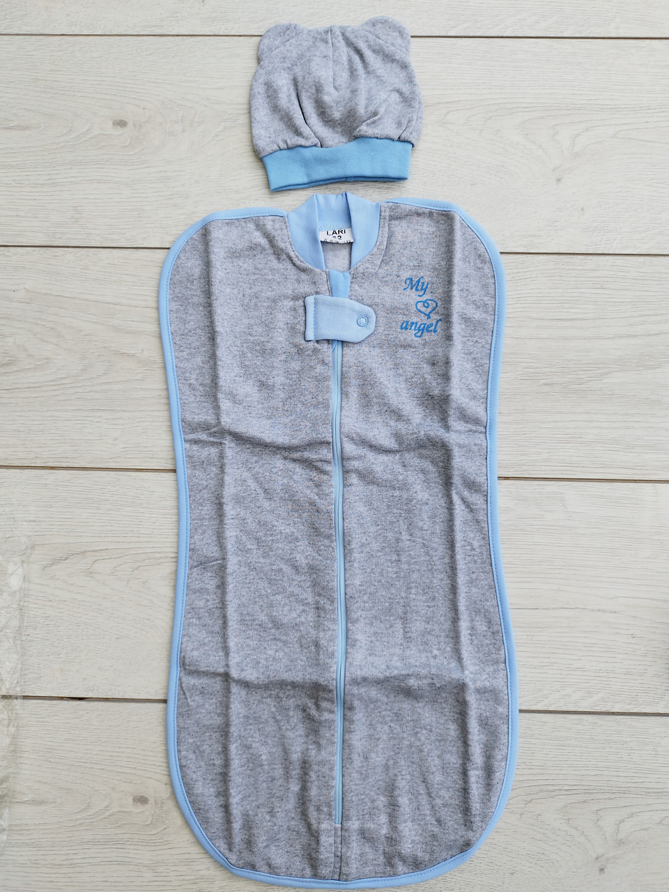 Пелюшка-кокон+шапочка "Мій ангел2" (байка) 62см, фото 1