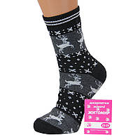 Носки женские махровые с оленями высокие 23-25 размер (36-40 обувь) Житомир зимние черный
