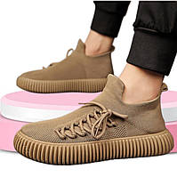 Кросівки літні сітка без шнурків жіночі коричневі