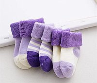 Детские 6-12мес. (10см) махровые носочки, теплые, зимние. Набор 3 пары