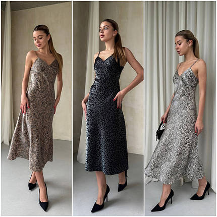 Шикарне плаття довжини міді на бретелях розміри норма, фото 1