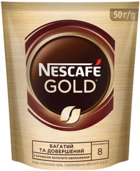 Nescafe кава Gold розчинна 50 грамів в м'якій упаковці, фото 1