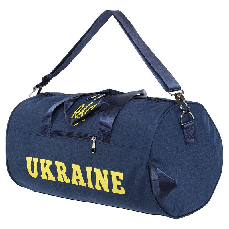 Сумка спортивна бочечка UKRAINE GA-0155-UKR 50х25х25см. синя, фото 1