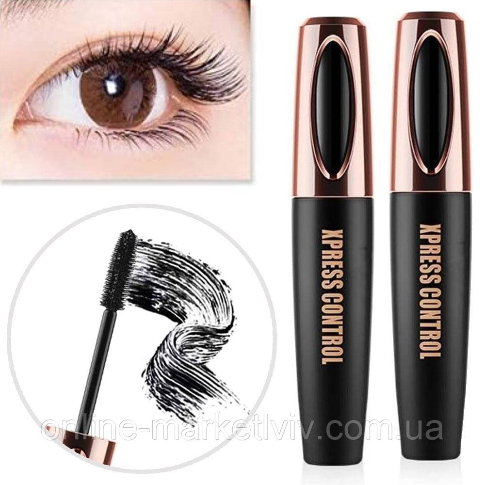 Комплект 2шт Туш для вій 4D Vibely Xpress Control, з ефектом подовження / Водостійка гіпоалергенна туш, фото 1