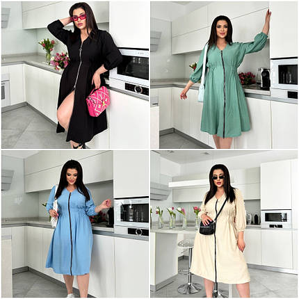 Літнє красиве льон із довгими рукавами розміри норми та батал, фото 1