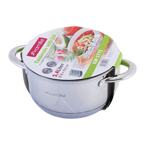 Кастрюля 2.4 л для дома с толстым дном для индукционной плиты, кастрюля ...