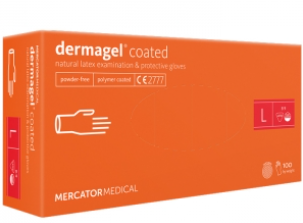 РУКАВИЧКИ ЛАТЕКСНІ Dermagel без пудры,р.L 100 штук (50 пар)