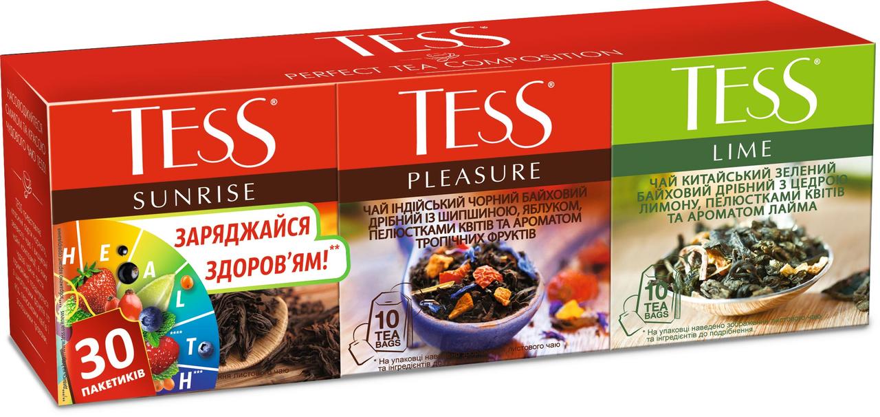 Чай Tess асорті №1 пакетованого чаю 30пак (Pleasure, Sunrise, Lime)