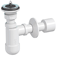Сифон Prevex для умивальника Basic телескопічний, традiцiйна гумова пробка, зливна трубка d32/50 з розеткою