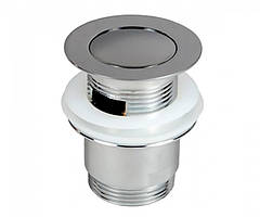 Донний клапан Prevex сифона для умивальника з переливом, клік-клак з малою заглушкою, метал