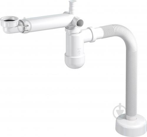 Сифон Prevex для умивальника Preloc телескопічний, з накидною гайкою 5/4", зливна гофра d32x885 з розеткою,, фото 1
