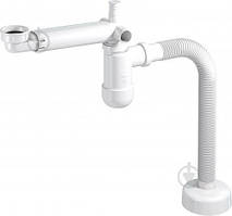 Сифон Prevex для умивальника Preloc телескопічний, з накидною гайкою 5/4", зливна гофра d32x885 з розеткою,