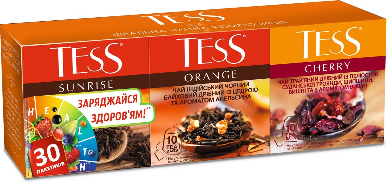 Чай Tess асорті №4 пакетованого чаю 30пак (Cherry, Sunrise, Orange), фото 1