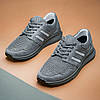 Чоловічі літні кросівки сірі (шкіра, сітка), кроси для чоловіків, чоловіче взуття на літо, розмір 40 41 42 43 44 45, фото 3
