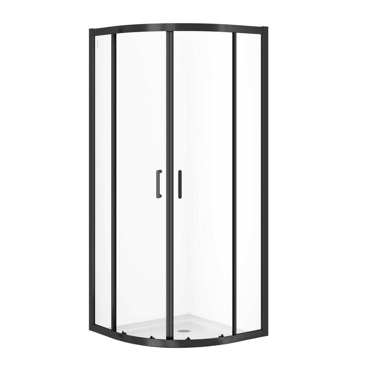 Душова кабіна напівкругла ZIP BLACK,прозоре скло 80*80*190, фото 1