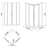 Душова кабіна напівкругла ZIP BLACK,прозоре скло 80*80*190, фото 2