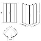 Душова кабіна напівкругла ZIP BLACK 90Х90Х190, фото 2