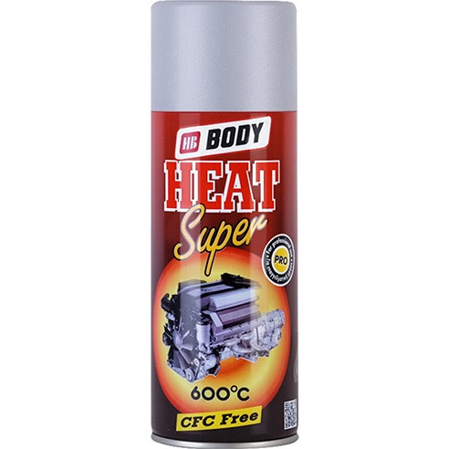 Фарба (емаль) для двигуна термостійка до 600°С HB BODY High Heat, 400 мл Аерозоль Сріблястий