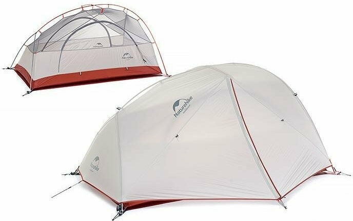 Легкий двомісний намет з футпринтом Naturehike Star-River 2 Updated NH17T012-T (Grey/Red)