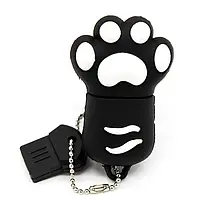 Черная Силиконовая мультяшная флешка кошачья лапка 32ГБ прикольный Флеш накопитель USB 32GB Флешка брелок