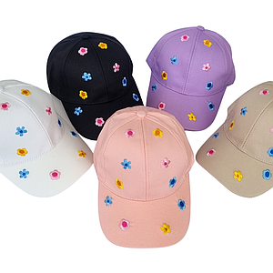 Бейсболка дитяча для дівчинки – модна кепка з вишивкою квіточок на 3 - 4 роки з регулюванням розміру